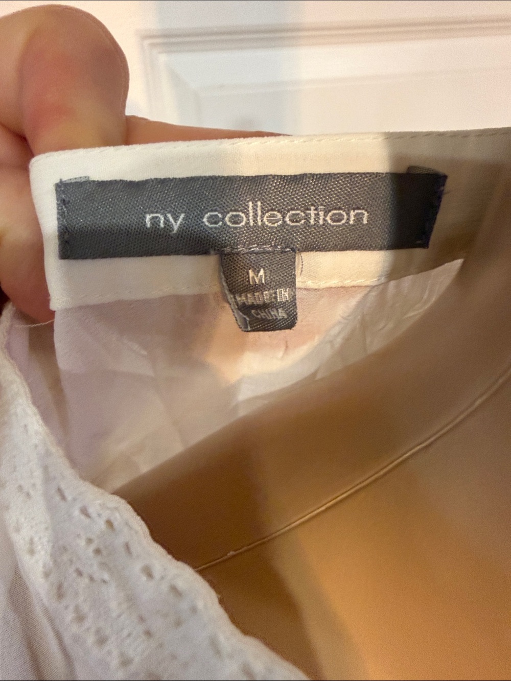 NY Collection White Ruffled Eyelet Button-Front Blouse - Picture 3 of 16